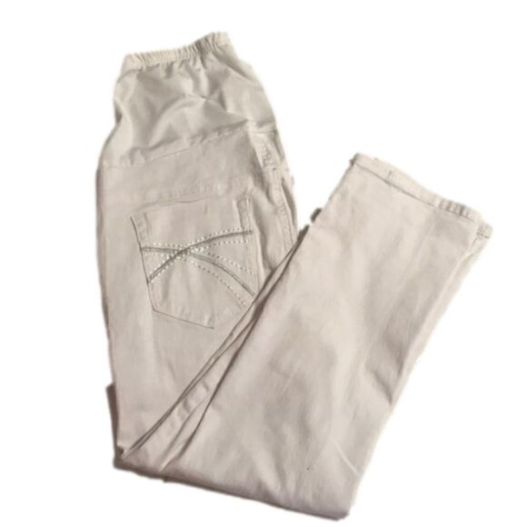 Oh! Mamma White Maternity Jeans Sz L - Picture 1 of 8